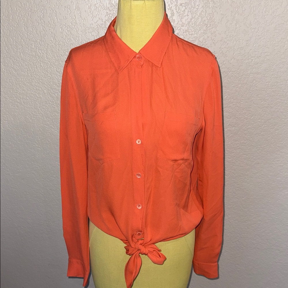 Theory Tie-Front Button-Up Blouse - size medium